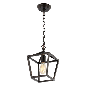 Oslin 8" Vintage Farmhouse Iron Chain Pagoda LED Pendant - JONATHAN Y